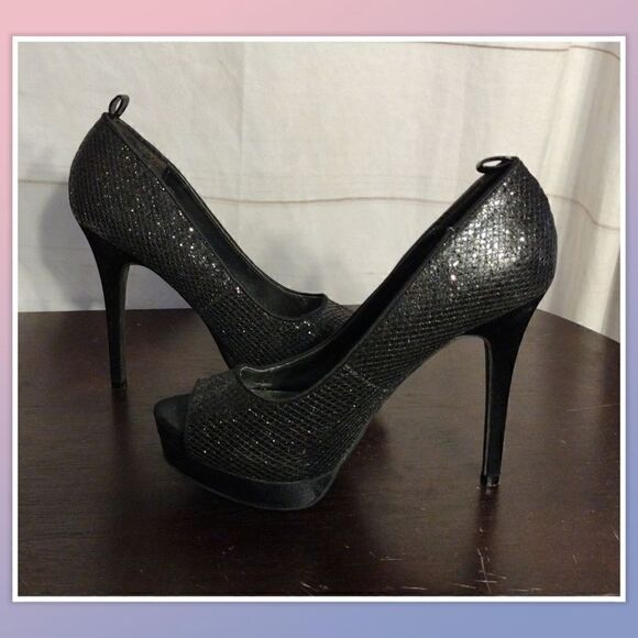 NWOB My Delicious Black Sparkly Pumps Size 7.5 - Picture 1 of 6